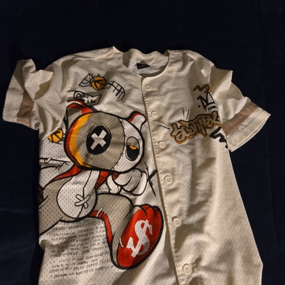 Southpole Authentic Collection Standard Issue Cream Graphic Baseball Jersey Sz L